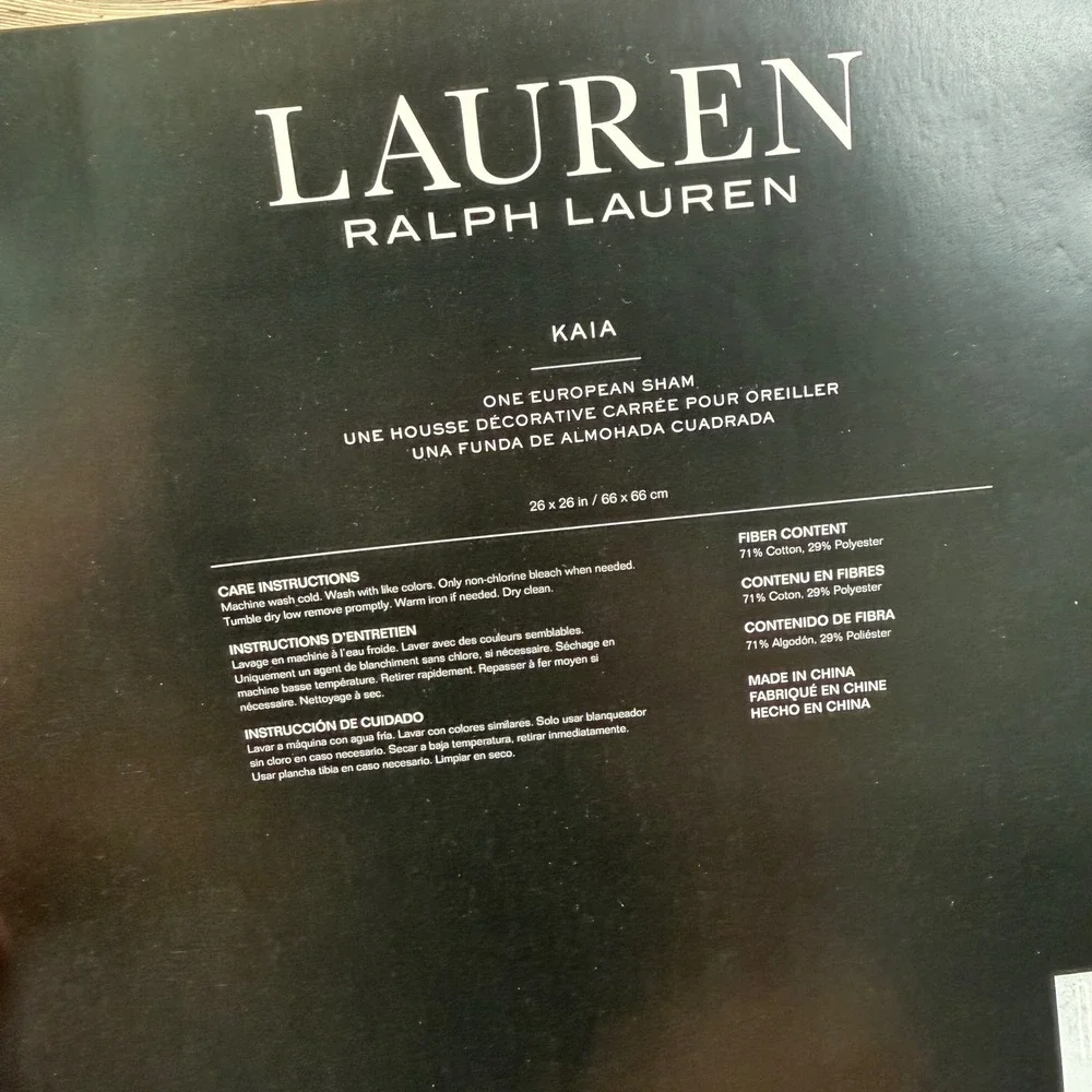 Ralph Lauren Kaia Set of 2 Euro Sham 26x26 Grey Textured Cotton Blend NEW